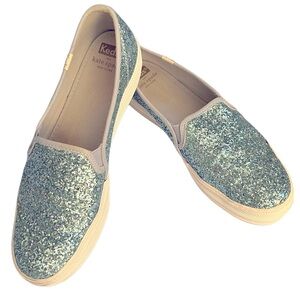 Gently worn! Kate Spade Sparkling Green Slip-On Sneakers